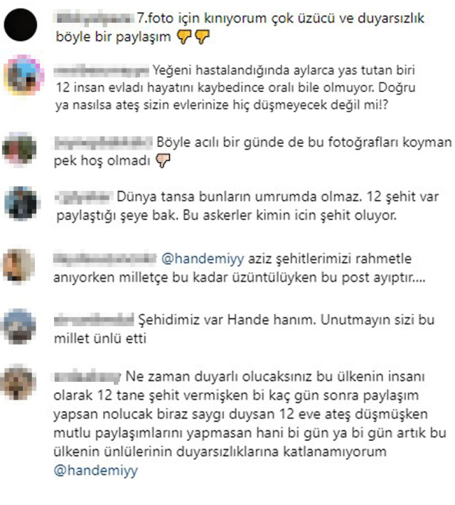 Hande Erçel’in tatil pozlarını yayınlaması 12 şehit sonrasında tepki topladı!